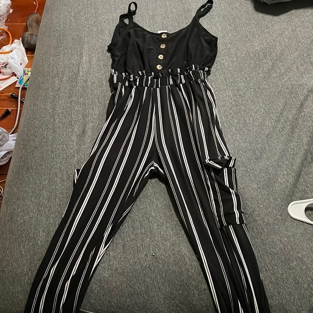 NoBo romper, black and white, skinny bottoms size M